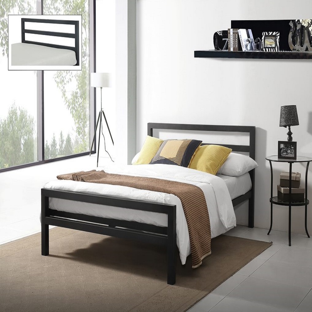 Product photograph of Time Living City Block Charcoal Black Metal Bed from Choice Furniture Superstore.